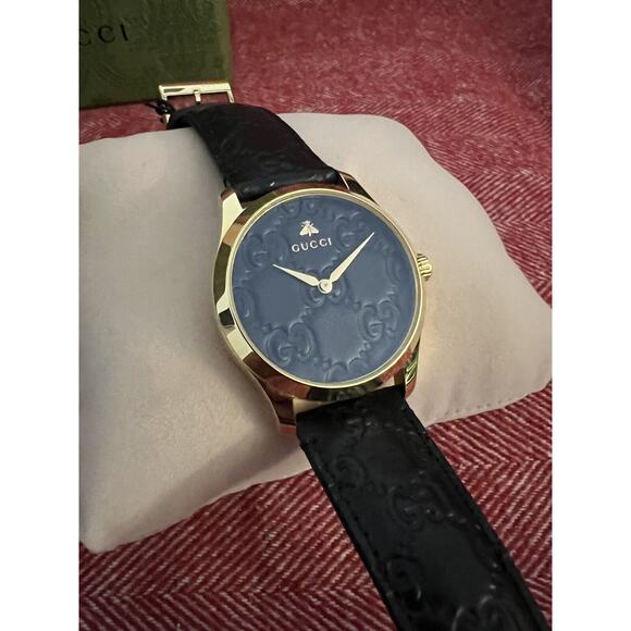 New Gucci G-Timeless Gold Tone Steel Black Dial Watch YA1264034A main image 4